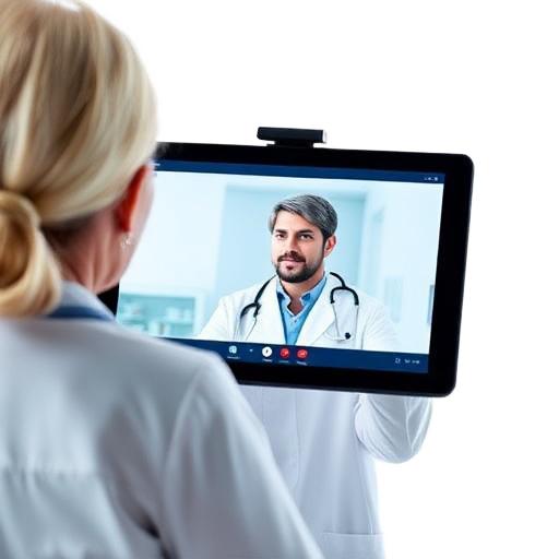 Illustration of an online healthcare consultation